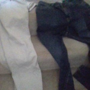 white and blue jeans